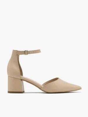 Beżowe czółenka na klocku Ryłko