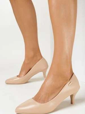 Beżowe Czółenka na Niskiej Szpilce Bertie