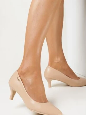 Beżowe Czółenka na Niskiej Szpilce Bertie