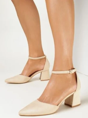 Beżowe Czółenka na Słupku Marylin