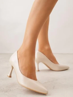 Beżowe Czółenka na Szpilce o Stożkowym Kształcie Kowena gogo gogo