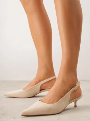 Beżowe Czółenka na Szpilce Typu Kaczuszka z Odkrytą Piętą Vetiena c&l fashion