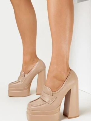 Beżowe Czółenka na Wysokim Słupku i Platformie Avezi