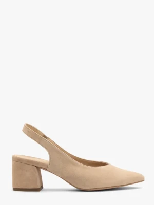 Beżowe czółenka slingback bez pięty Ryłko