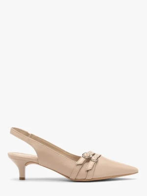 Beżowe czółenka slingback z ozdobnymi paskami RYŁKO