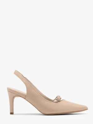 Beżowe czółenka typu slingback z ozdobnym paskiem RYŁKO