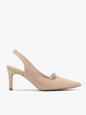 Beżowe czółenka typu slingback z ozdobnym paskiem Ryłko