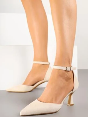 Beżowe Czółenka Vices z Imitacji Zamszu na Obcasie Klepsydra Esiriva