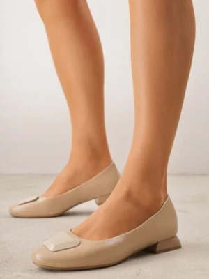 Beżowe Czółenka w Stylu Retro ze Skórzaną Wkładką Faylina m.daszynski