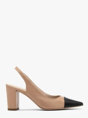 Beżowe czółenka z czarnym noskiem Ryłko