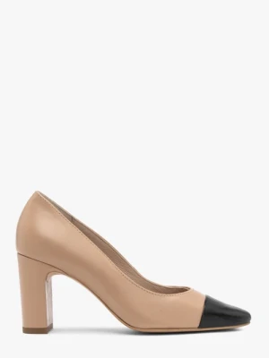 Beżowe czółenka z czarnym noskiem Ryłko