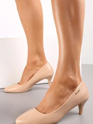 Beżowe Czółenka z Migdałowym Noskiem i Niskiej Szpilce Zazie