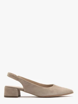 Beżowe czółenka z otwartą piętą typu slingback Ryłko