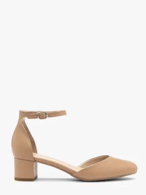 Beżowe czółenka z paskiem wokół kostki Ryłko