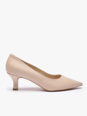 Beżowe czółenka ze skóry licowej Ryłko