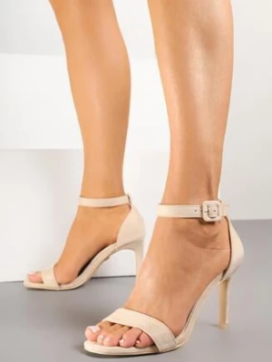 Beżowe Eleganckie Sandały na Szpilce Vices ze Skórzaną Wkładką Sonadira