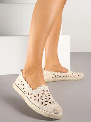 Beżowe Espadryle Vices Ozdobione Ażurowym Wzorem i Ozdobną Plecionką Arivosa