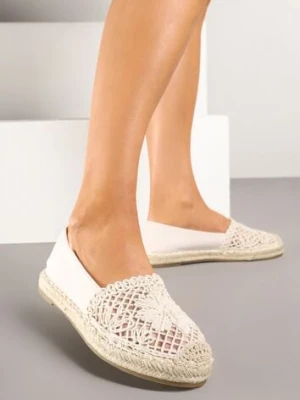 Beżowe Espadryle z Ażurową Cholewką i Plecionką Sdivena mellisa