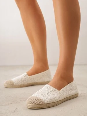 Beżowe Espadryle z Koronkową Cholewką i Podeszwą z Plecionki Marilex ballada
