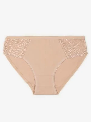 Beżowe Gładkie Majtki Figi z Bawełny Venessila han