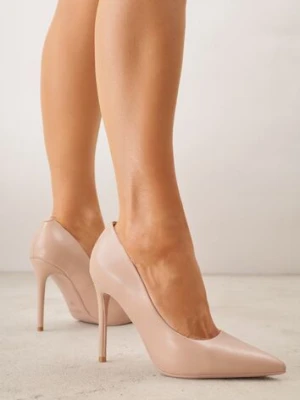 Beżowe Gładkie Szpilki VICES w Klasycznym Stylu Temilis