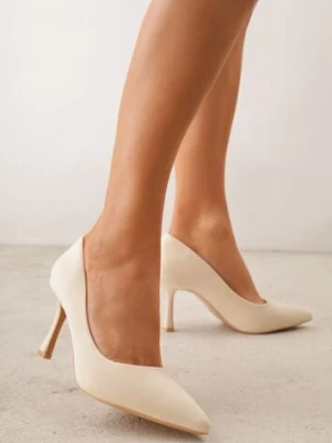 Beżowe Gładkie Szpilki z Tkaniny w Klasycznym Stylu Jynienne pallika paris