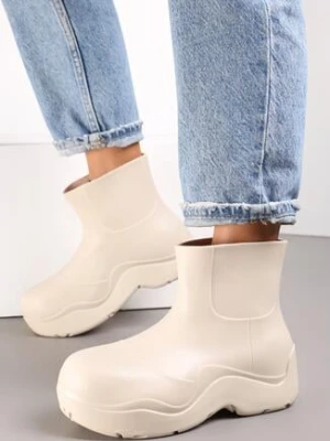 Beżowe Kalosze Gumowe na Grubej Podeszwie Cengor