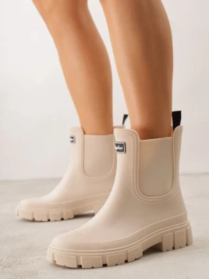 Beżowe Kalosze Typu Sztyblety z Antypoślizgową Podeszwą Volenne