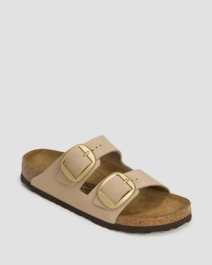 Beżowe Klapki Damskie Birkenstock Arizona Big Buckle Lenb Narrow