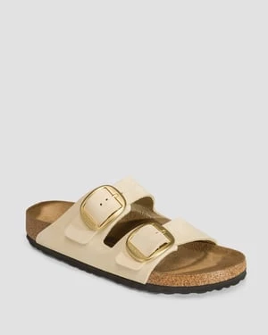 Beżowe Klapki Damskie Birkenstock Arizona Big Buckle Nubuck Leather Narrow