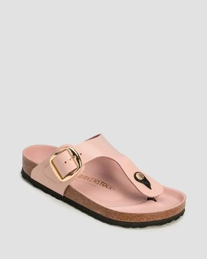 Beżowe Klapki Damskie Birkenstock Gizeh Big Buckle Natural Leather Patent Regular