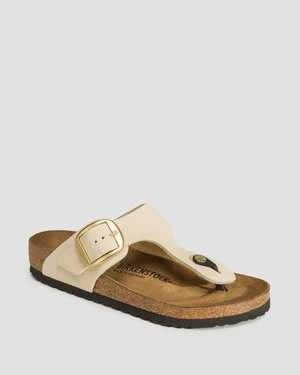 Beżowe Klapki Damskie Birkenstock Gizeh Big Buckle Nubuck Leather Regular