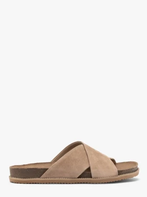 Beżowe klapki damskie płaskie Ryłko