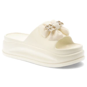 Beżowe Klapki Filippo Modne Buty Damskie Na Platformie