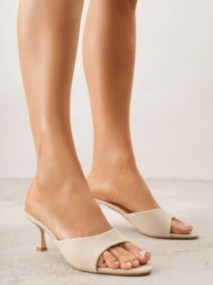 Beżowe Klapki na Obcasie Kaczuszka z Odkrytym Noskiem Nadah mulanka