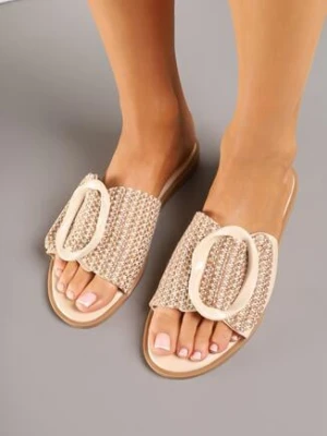 Beżowe Klapki Vices z Geometryczną Ozdobą Arrisaria