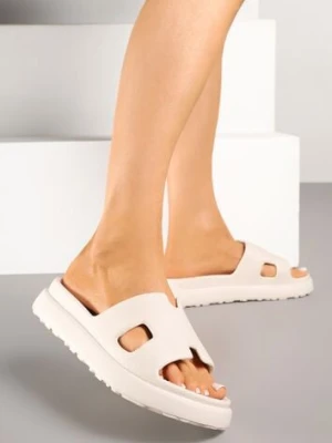 Beżowe Klapki z Geometryczną Cholewką Iffanire gogo gogo