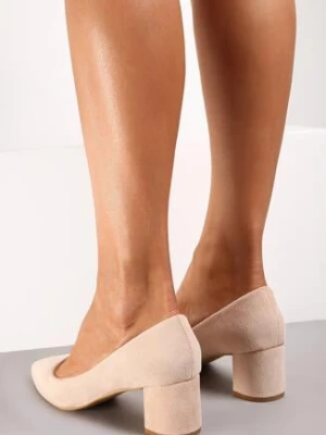 Beżowe Klasyczne Czółenka na Obcasie Katrie