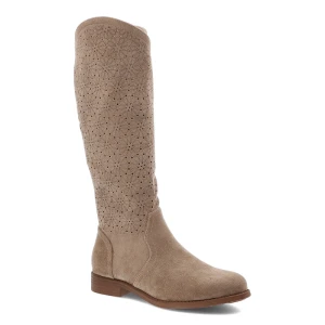 Beżowe Kozaki S.Barski Modne Obuwie Damskie