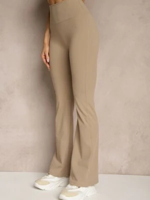 Beżowe Legginsy Dzwony High Waist Orruvana yu & me