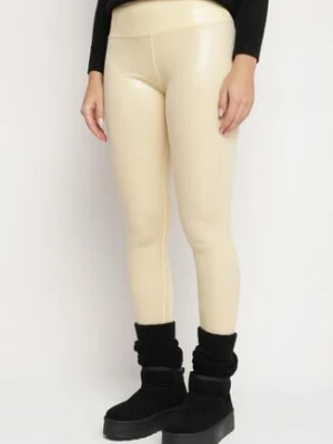 Beżowe Legginsy Połyskujące Antiphiss