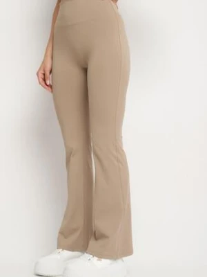 Beżowe Legginsy Typu Dzwony z Wysokim Stanem Orralise yu & me