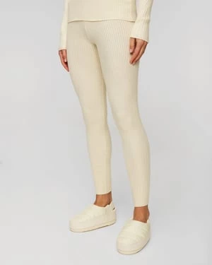 Beżowe Leginsy Damskie Varley Mocado Rib Knit Legging