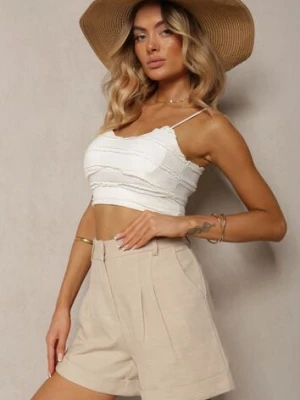 Beżowe Luźne Szorty Bermudy z Bawełny High Waist Farsefia bisou's project