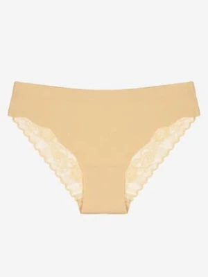 Beżowe Majtki Bezszwowe Figi Ozdobione Koronką Zeiella finella