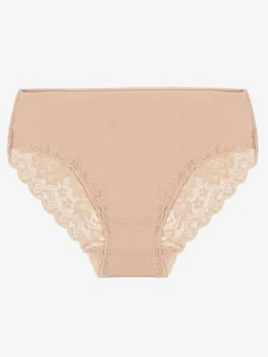 Beżowe Majtki Figi Zdobione Koronką Venissella han