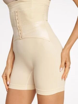 Beżowe Majtki Modelujące na Haftki Phetrel