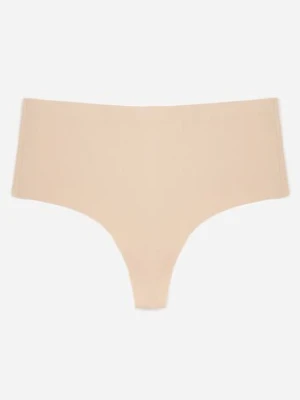 Beżowe Majtki Stringi High Waist o Bezszwowym Wykończeniu Oreasa love magnolia