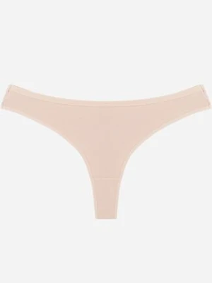 Beżowe Majtki Typu Stringi z Bawełną Asoia han