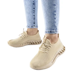 Beżowe materiałowe sneakersy Derek beżowy Inna marka